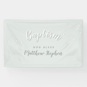 Banderoles Le Rosaire du Baptême sur le bleu en poudre