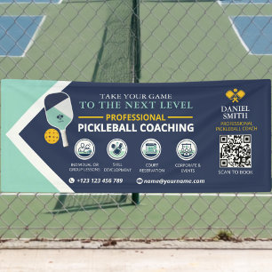 Banderoles Leçons de coach du club de pickleball Modern Navy 