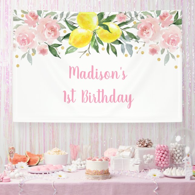 Banderoles Lemonade Sunshine Rose Or Floral Anniversaire (Fête)