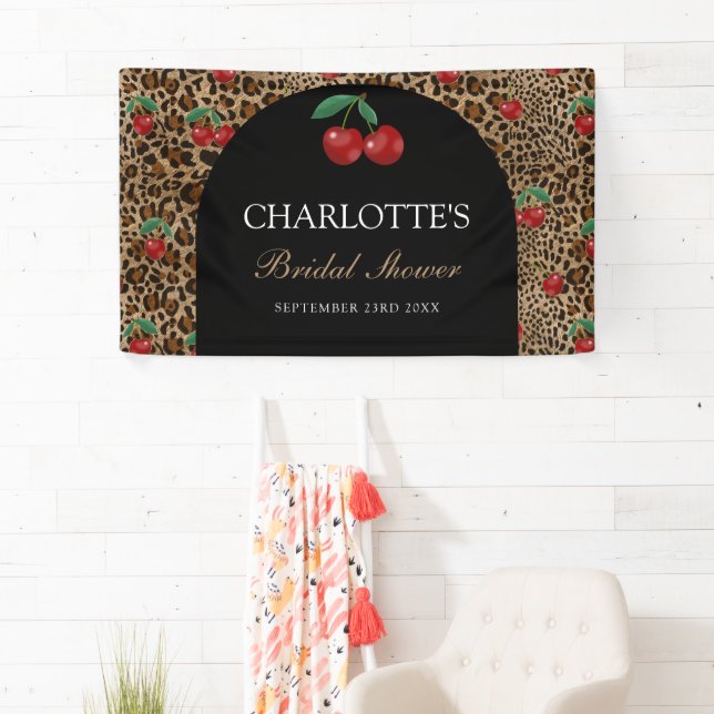 Banderoles Leopard Cheetah Animal Print Cherry Bridal Shower (En situation)