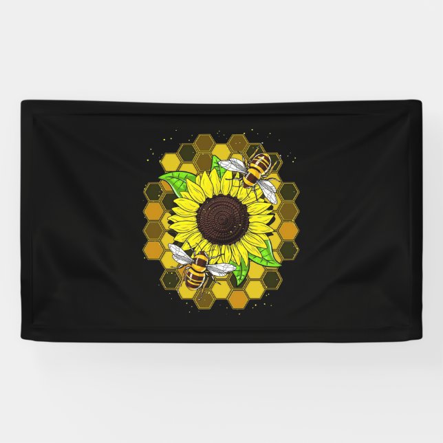 Banderoles Les abeilles de tournesol hippie (Horizontal)