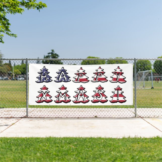 Banderoles Les arbres de Noël patriotiques Joyeux XMAS (Insitu)