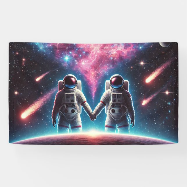 Banderoles Les astronautes amoureux (Horizontal)