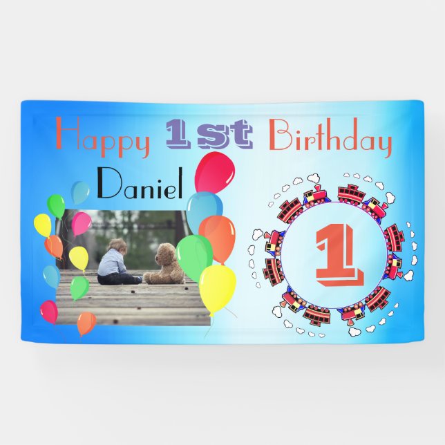 Banderoles Les ballons ont personnalisé le joyeux ęr (Horizontal)