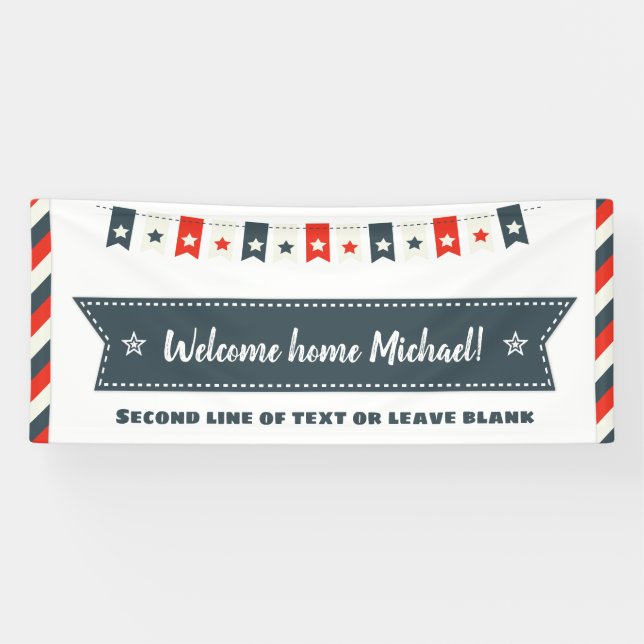 Banderoles Les étoiles blanches et bleues rouges accueillent (Horizontal)