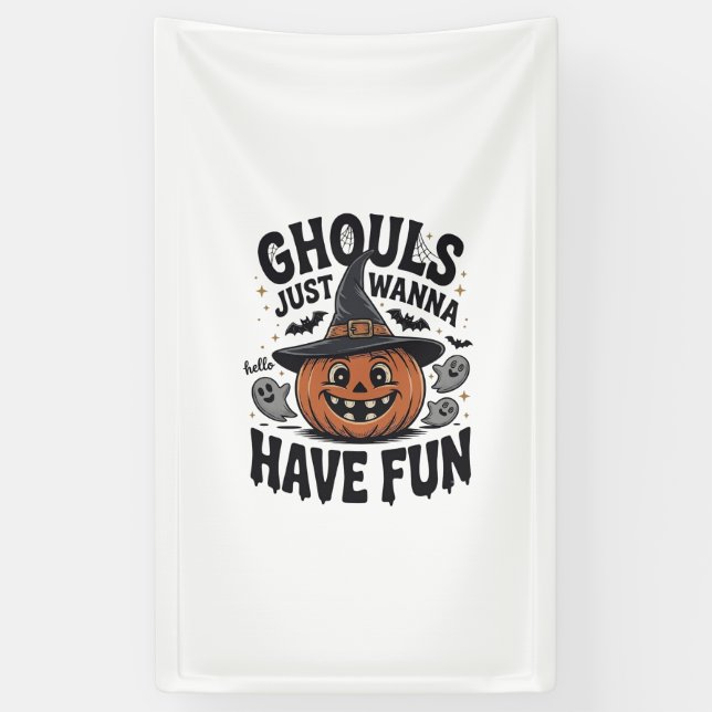 Banderoles Les goules veulent juste s'amuser Halloween Citrou (Vertical)