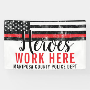 Banderoles Les héros des pompiers travaillent ici Red Line Am