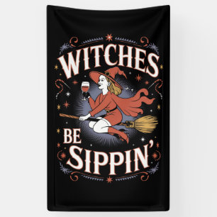 Banderoles Les sorcières boivent Halloween vacances chouettes