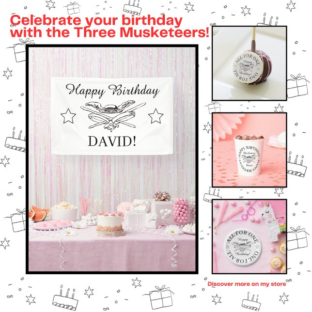 Banderoles Les Trois Mousquetaires Bonne Fête D'Anniversaire (Créateur téléchargé)