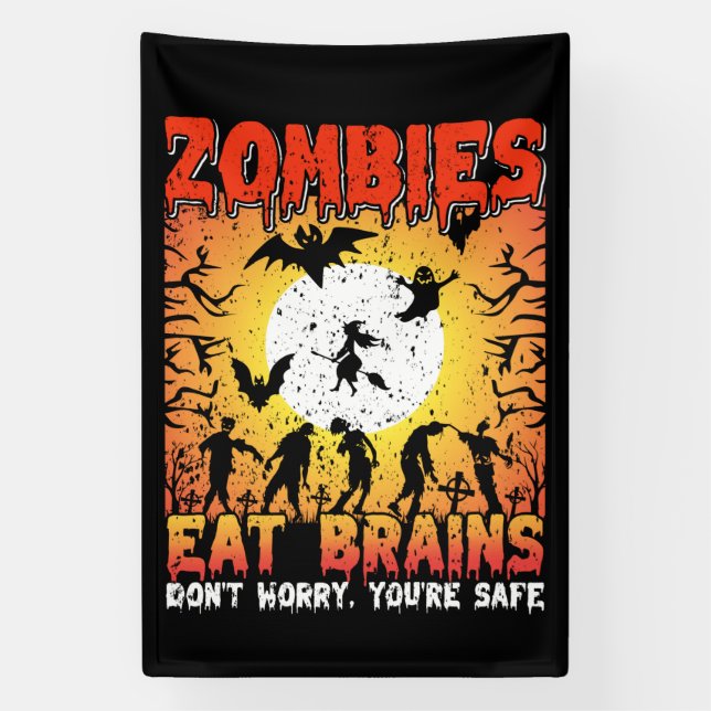 Banderoles Les zombies mangent des cerveaux  (Verticale)