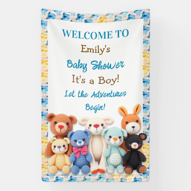 Banderoles Let the Adventures Begin | Boy's Baby Shower (Verticale)