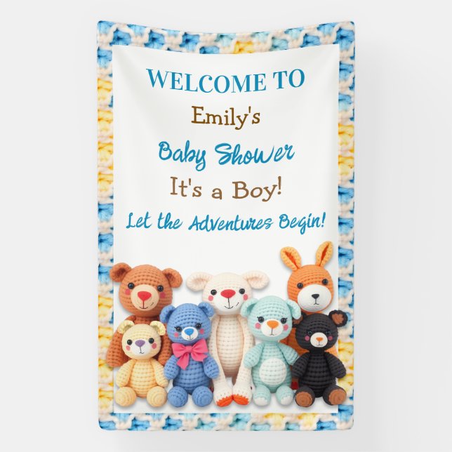 Banderoles Let the Adventures Begin | Boy's Baby Shower (Verticale)