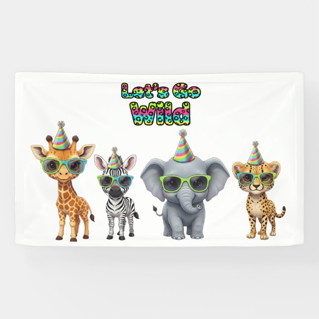 Banderoles Let's Go Wild, Jungle Animals in Sunglasses (Horizontal)