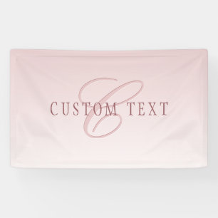 Banderoles Lettre Élégante & Monogramme   Rose Ombré