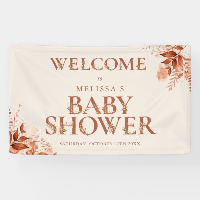 Banderoles LETTRE Florale Rustique Baby shower automne Affich (Horizontal)