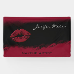 Banderoles Lèvres rouge chic moderne glamour aquarelle noir