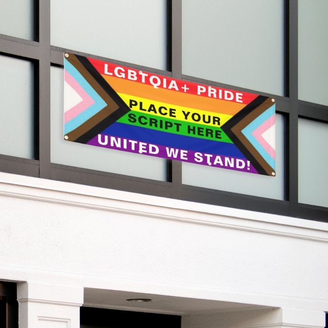 Banderoles LGBTQIA+ "United We Stand" PRIDE PERSRNALISÉE (Bâtiment extérieur)