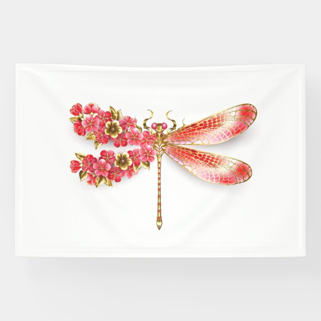 Banderoles libellule de fleurs avec sakura de bijoux (Horizontal)