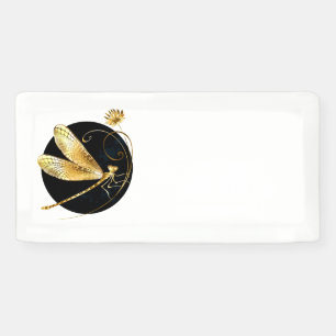 Banderoles libellule d'or en cercle noir