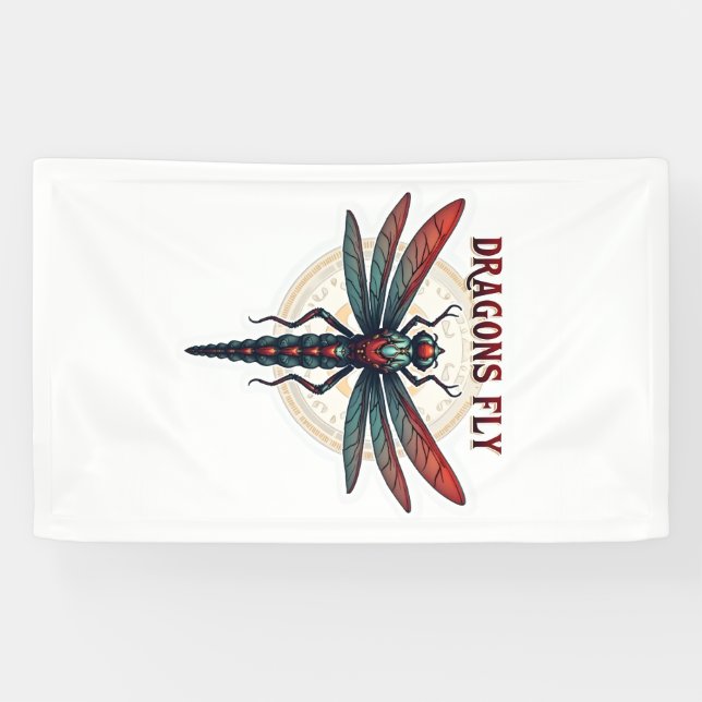 Banderoles Libellule Steampunk Usinée Cool - Dragons Volent - (Horizontal)