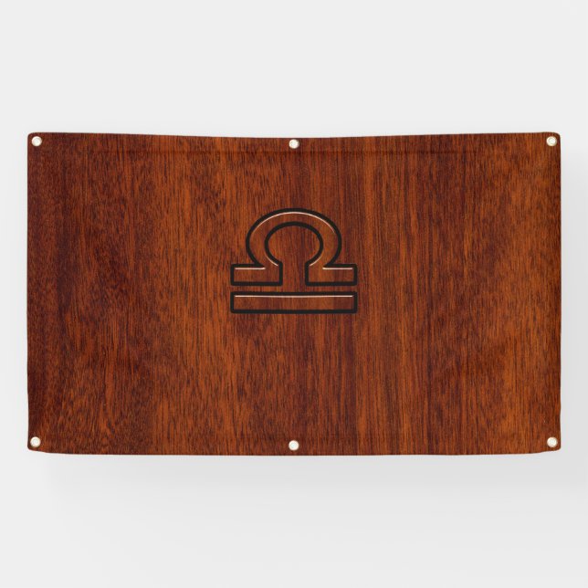 Banderoles Libra Zodiac Sign on Mahogany Brown Style (Horizontal)