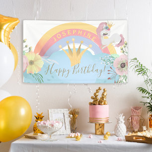 Banderoles Licorne arc-en-ciel Joyeux Anniversaire floral mig