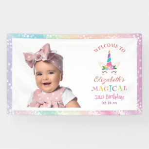 Banderoles Licorne Arc-en-Ciel Magique de Naissance Bienvenue