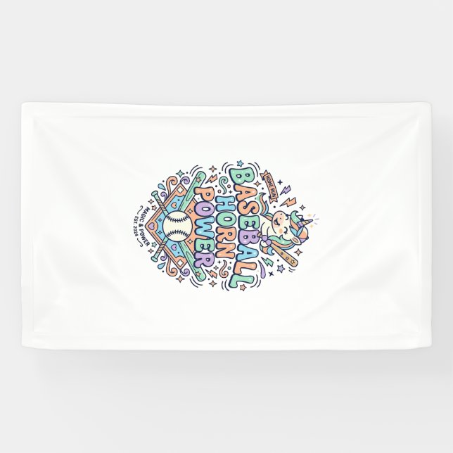 Banderoles Licorne Baseball Corne Puissance Kawaii Conception (Horizontal)
