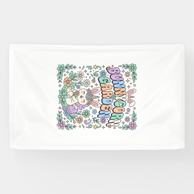 Banderoles Licorne Bunnycorn Jardin Kawaii Typographie Design (Horizontal)