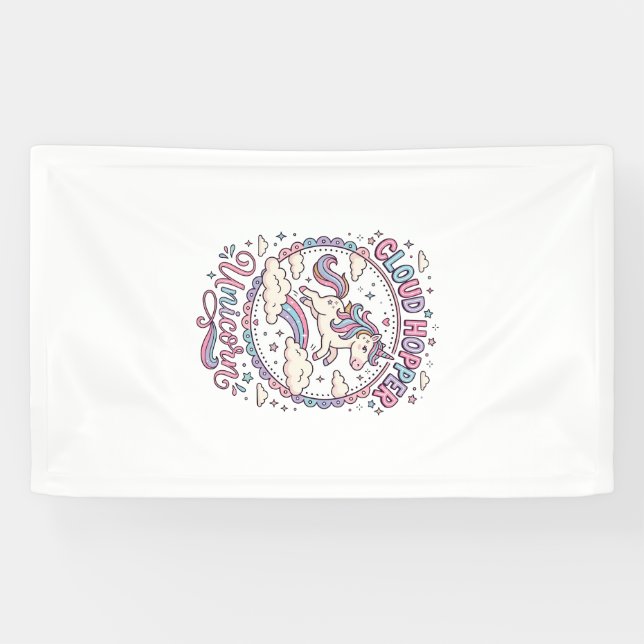 Banderoles Licorne Cloud Hopper Licorne Ludique Cadeau Mignon (Horizontal)