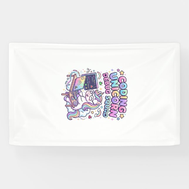 Banderoles Licorne Coding Licorne Debug Squad Marché Charmeur (Horizontal)