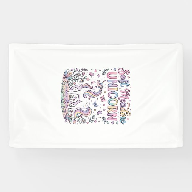 Banderoles Licorne Douce Prairie Licorne Adorable Conception  (Horizontal)