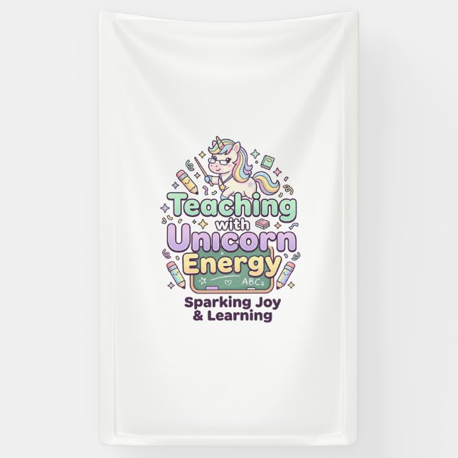 Banderoles Licorne enseignant avec une typographie audacieuse (Vertical)