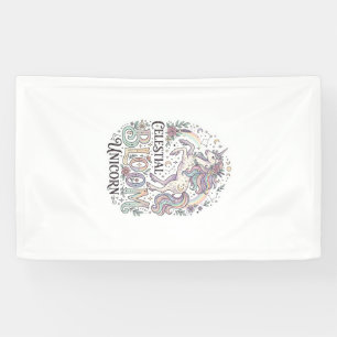 Banderoles Licorne Fleur Céleste Licorne Premium Vecteur Typ