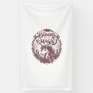 Banderoles Licorne Fleurir avec Magie POD Prêt Fond Blanc