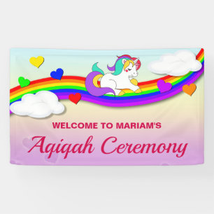Banderoles Licorne mignonne Aqiqah d'arc-en-ciel magique