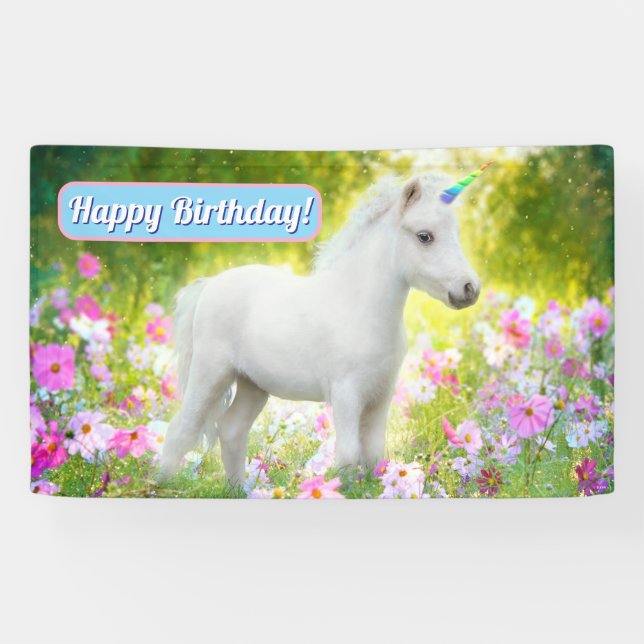 Banderoles Licorne Poney Blanc (Horizontal)