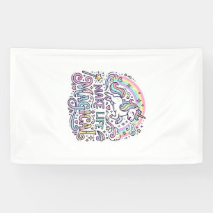 Banderoles Licorne Rendre La Vie Magique Typographie Vectorie