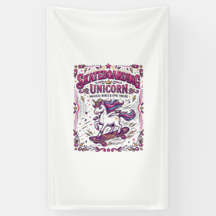 Banderoles Licorne Skateboarding Licorne Stylée Fond Blanc