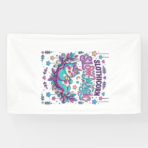 Banderoles Licorne Slothicorne Magie lente Marché coloré