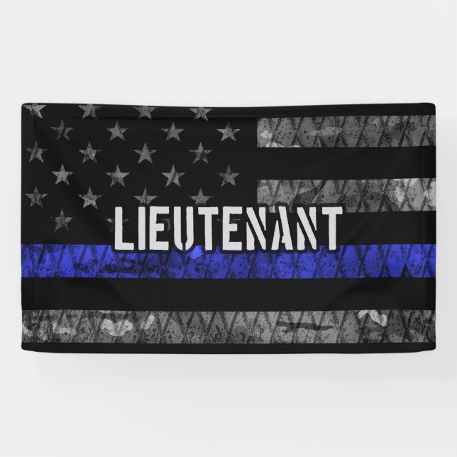 Banderoles Lieutenant Thin Blue Line Drapeau désorganisé (Horizontal)