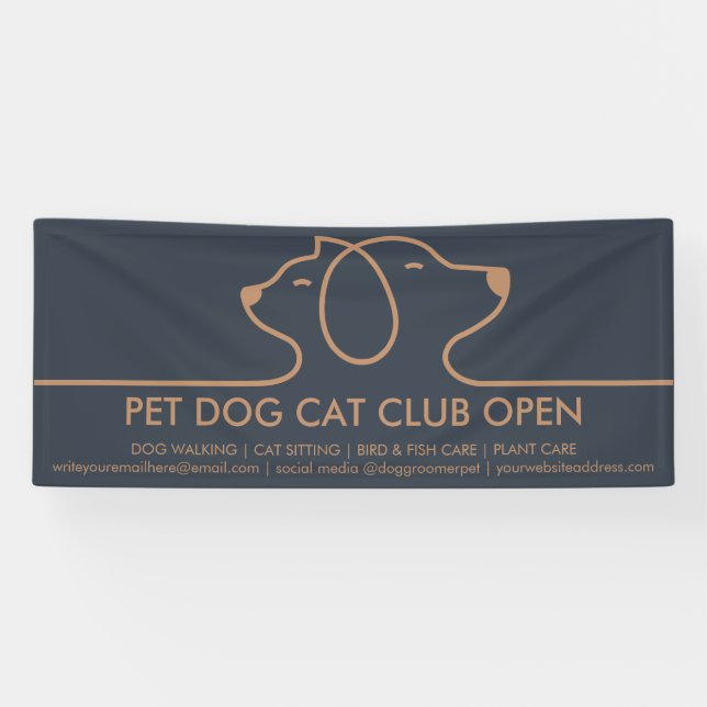 Banderoles Ligne Chic Minimaliste Logo Chien et Chat (Horizontal)