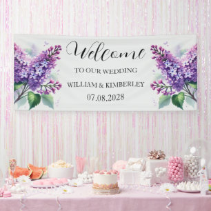 Banderoles Lilac Floral Fleurs pourpres Rustique Mariage élég