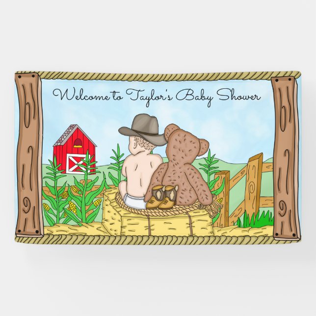 Banderoles Lil'Cowboy et Teddy Bear Baby shower (Horizontal)