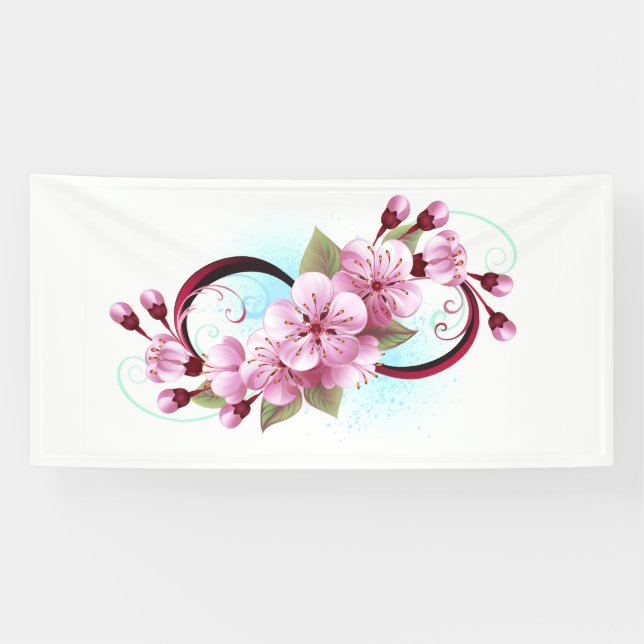 Banderoles L'infini avec fleurs de cerisier (Horizontal)