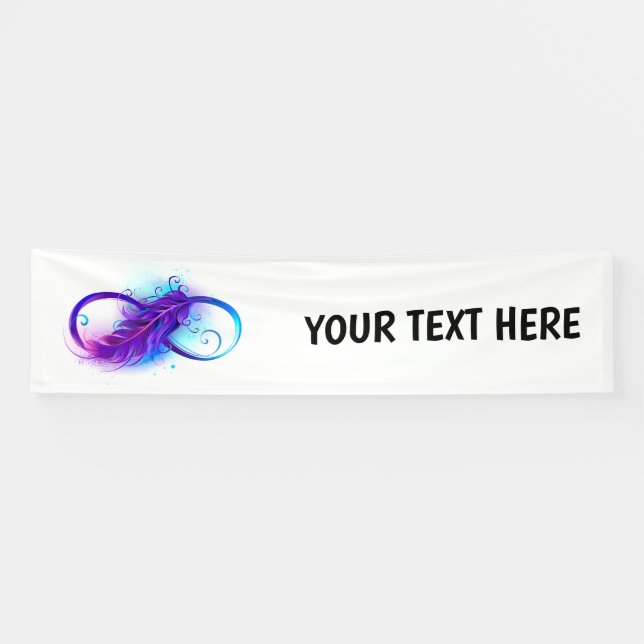 Banderoles L'infini avec plume violette (Horizontal)