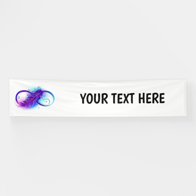 Banderoles L'infini avec plume violette (Horizontal)