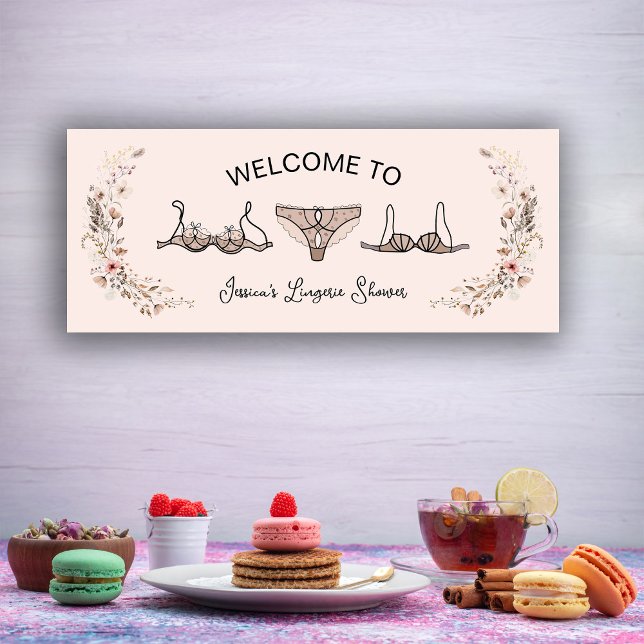 Banderoles Lingerie de douche florale dessinée à la main neut (Créateur téléchargé)