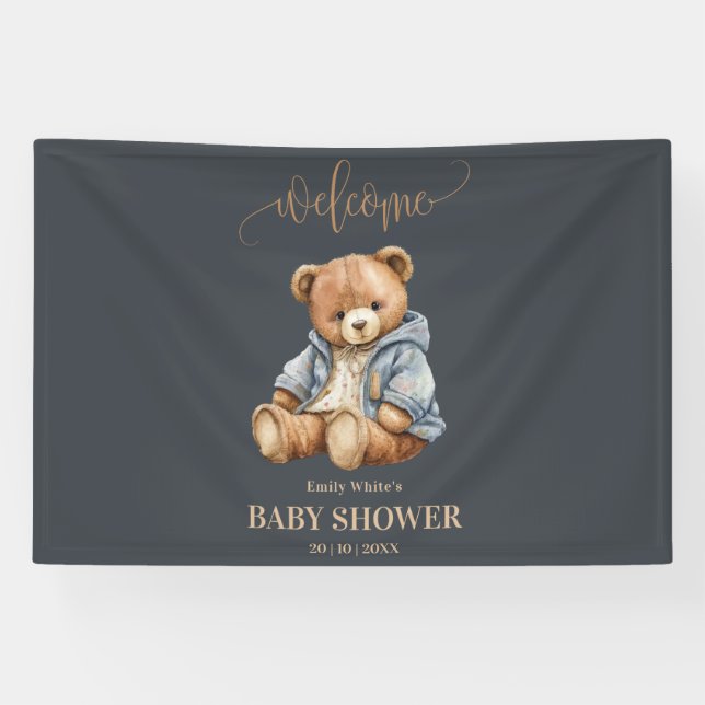 Banderoles L'Invitation Baby shower De L'Ours En Teddy Peut A (Horizontal)