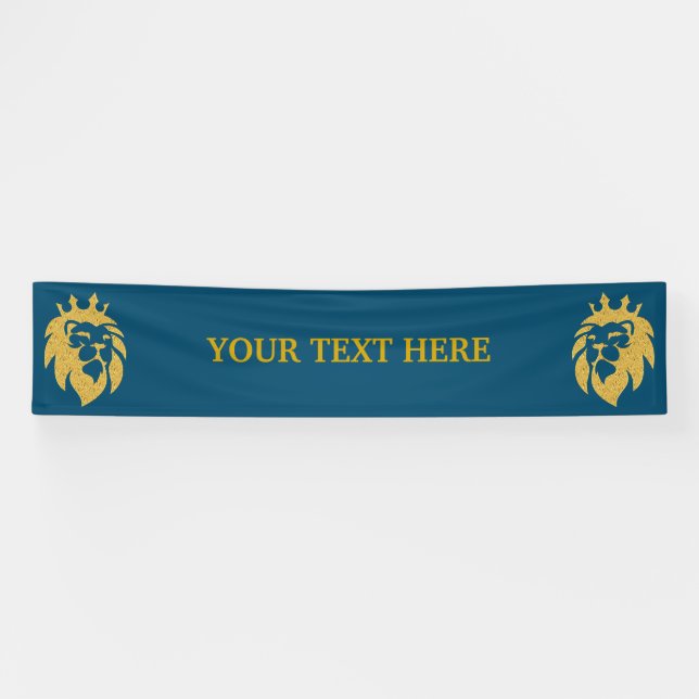 Banderoles Lion Avec Couronne - Style Or 1 (Horizontal)
